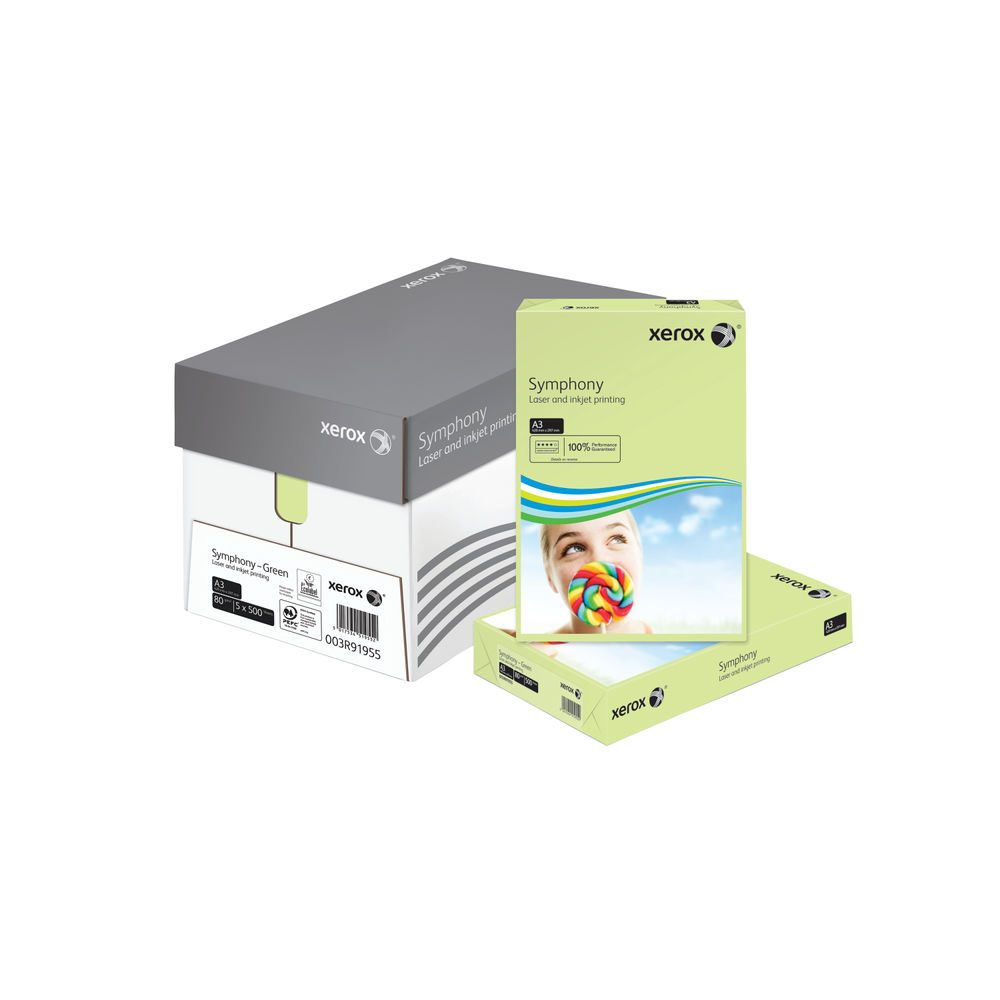 Xerox Symphony A3 Pastel Green 80gsm Paper (Pack of 500)