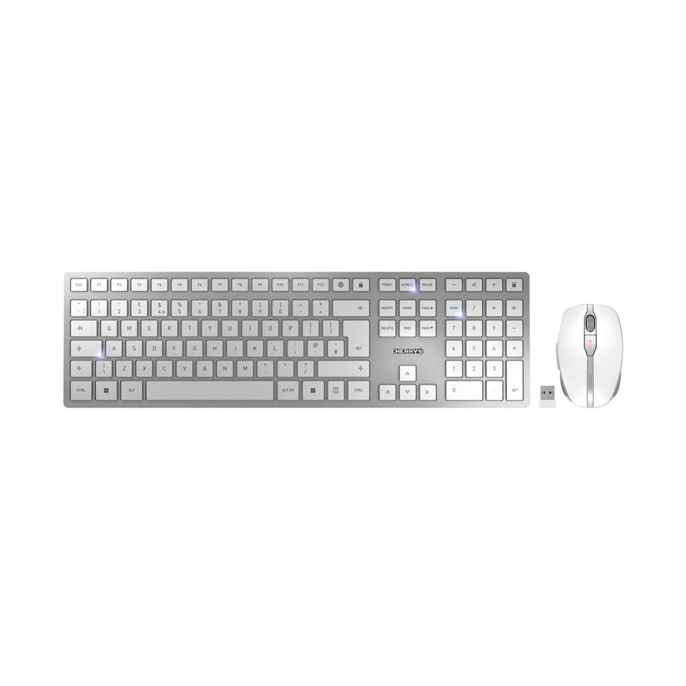 Cherry DW 9100 Slim USB Wireless Keyboard and Mouse Set UK Silver/White JD-9100GB-1