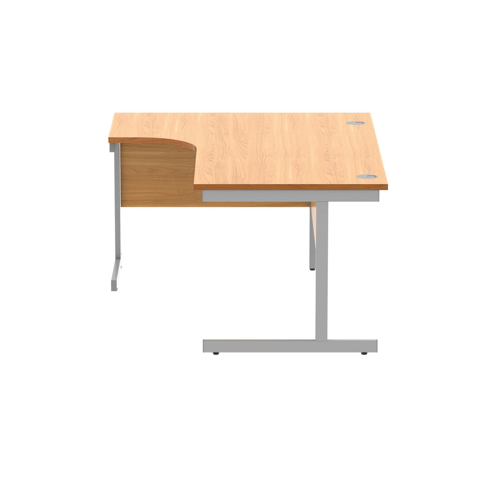 Astin Radial Left Hand SU Cantilever Desk 1600x1200x730mm Norwegian Beech/Silver