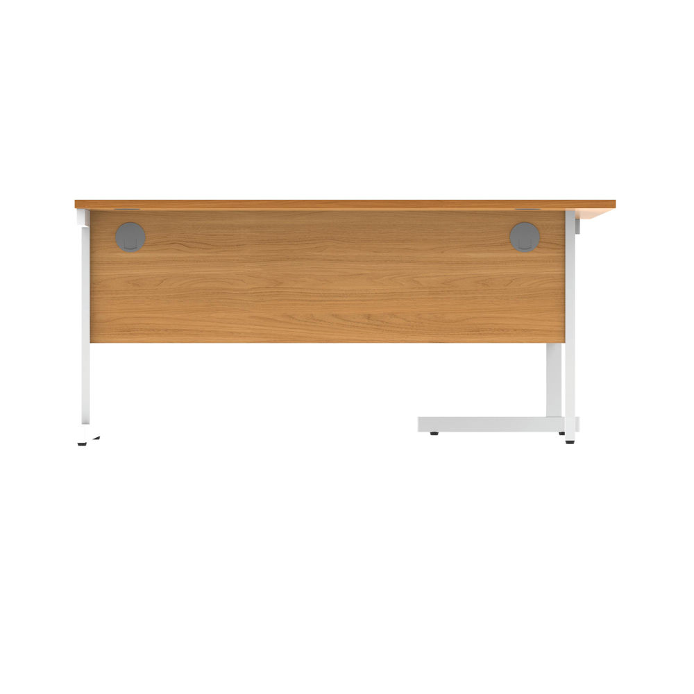 Astin Radial Left Hand SU Cantilever Desk 1600x1200x730mm Norwegian Beech/Silver