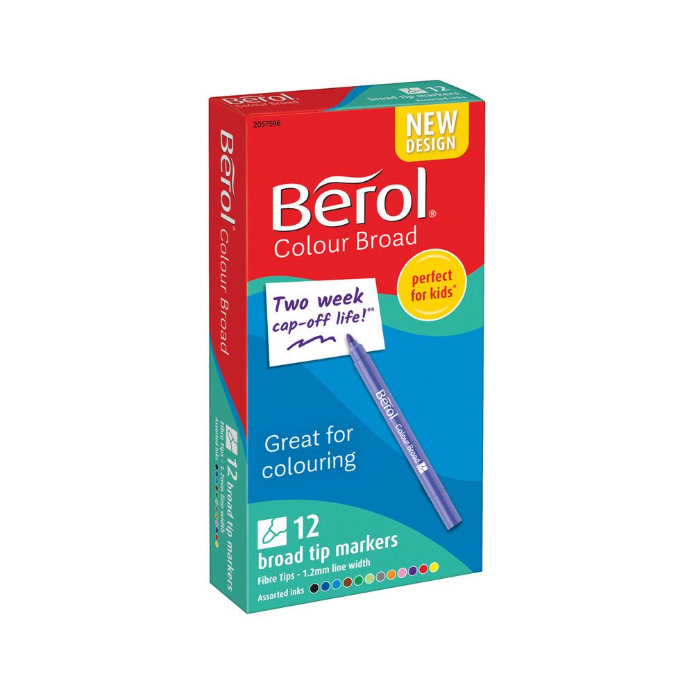 Berol Colour Broad Pen Water Based Ink Assorted (Pack of 12) S0672840