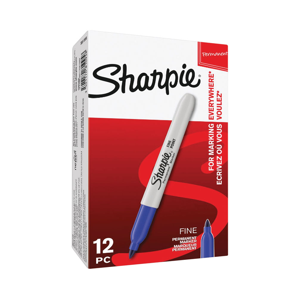 Sharpie Permanent Marker Fine Blue (Pack of 12) S0810950