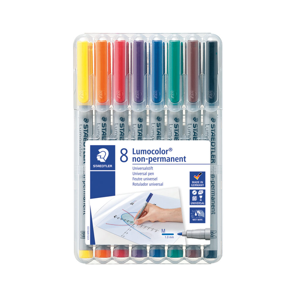 Staedtler Lumocolour Non-Permanent Medium Assorted (Pack of 8) 315-WP8