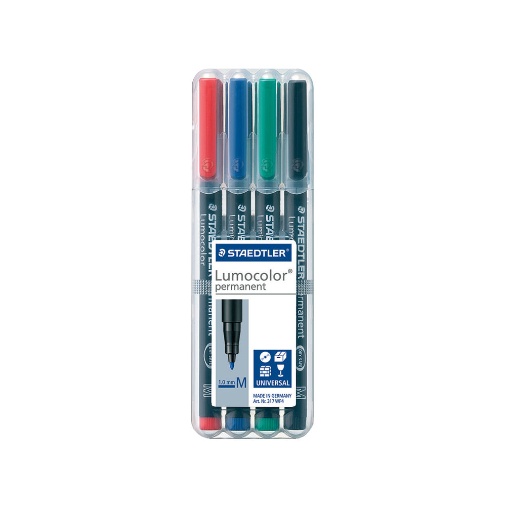 Staedtler Lumocolour Pen Permanent Medium Assorted (Pack of 4) 317-WP4