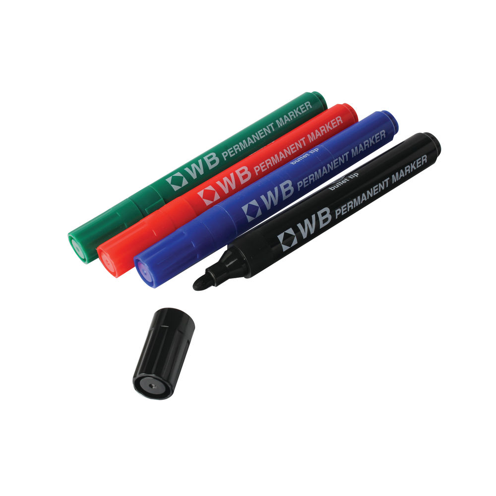 Assorted Bullet Tip Permanent Marker, Pack of 4 - WX26088A