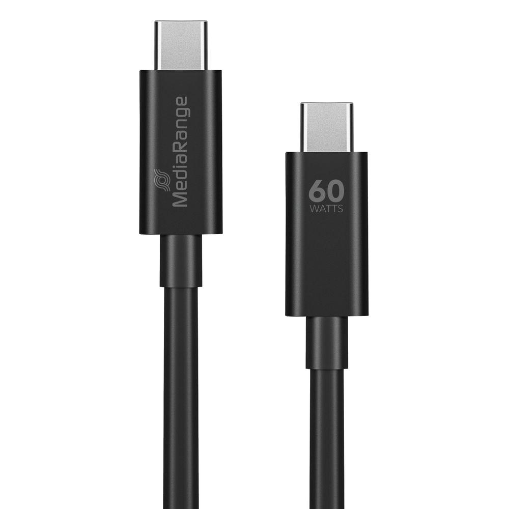 MediaRange 1.2m Black 60W USB Type-C Charge and Sync Cable