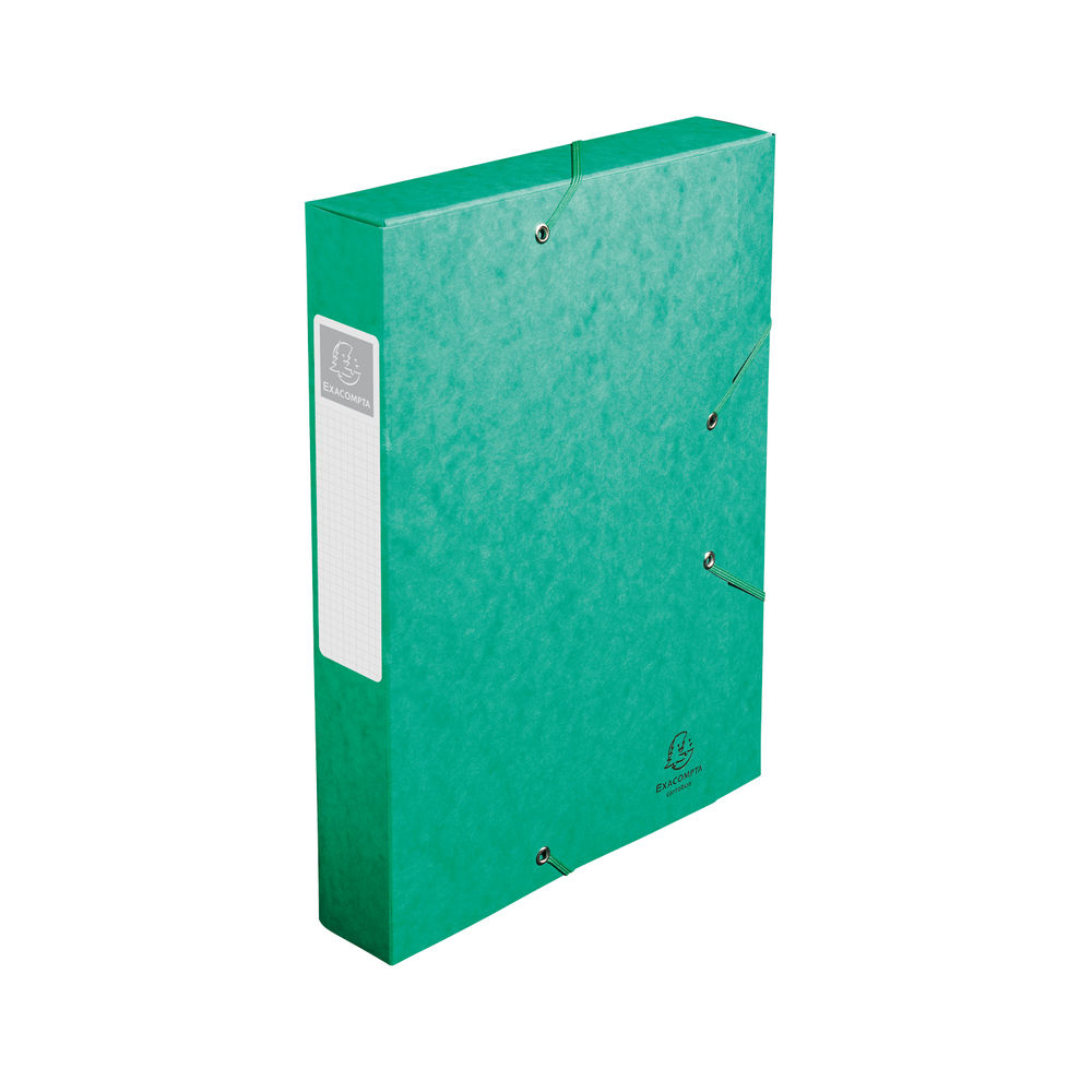 Exacompta Box File Pressboard 60mm 600g A4 Green Pack of 10 16003H