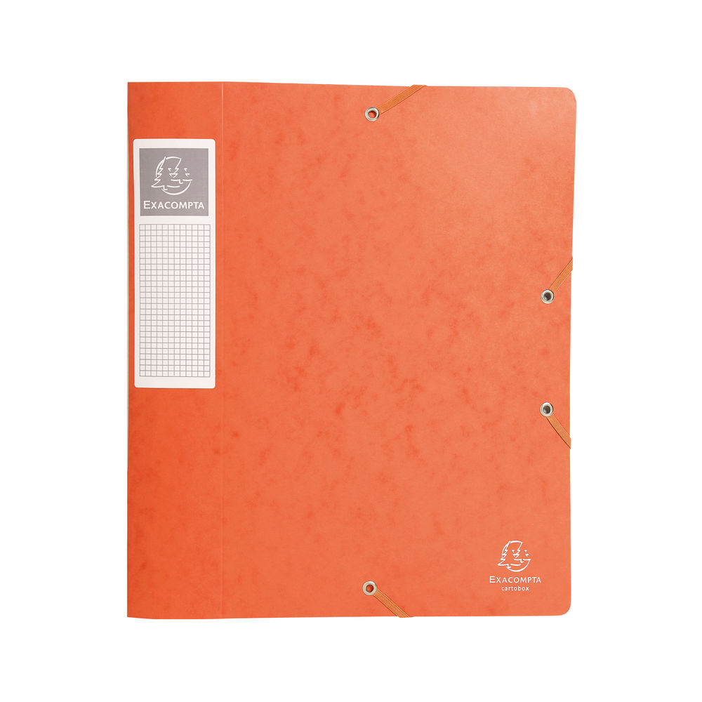 Exacompta Box File Pressboard 60mm 600g A4 Orange (Pack of 10)