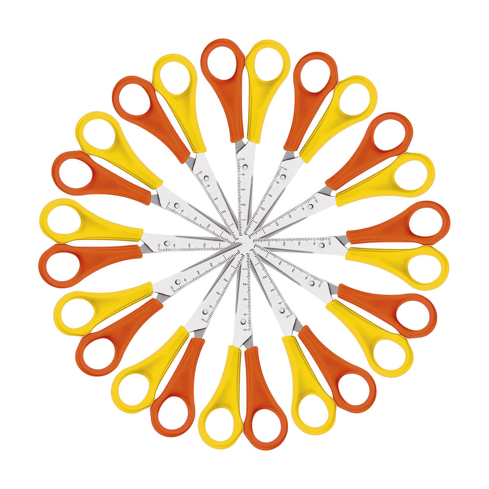 Westcott Left Handed Scissors 130mm Yellow/Orange (Pack of 12) E-21593 00