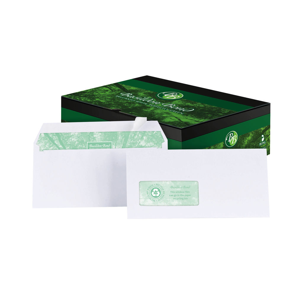 Basildon Bond DL 120gsm White Window Envelopes, Pack of 500 | A80117