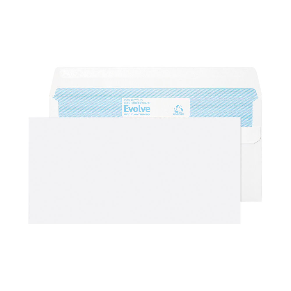 Evolve DL Envelope Recycled Wallet Self Seal 90gsm White (Pack of 1000) RD7882