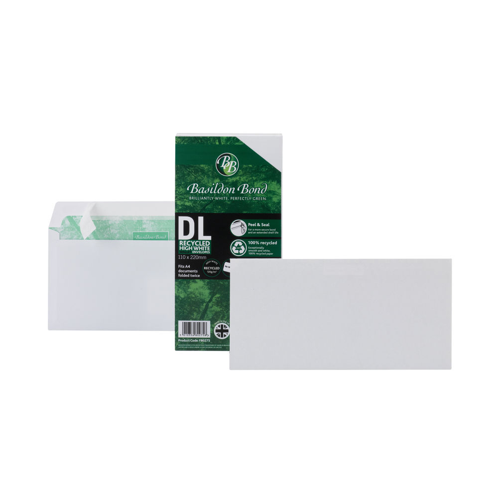Basildon Bond DL Envelopes Wallet Peel and Seal 120gsm White (Pack of 100) F80275