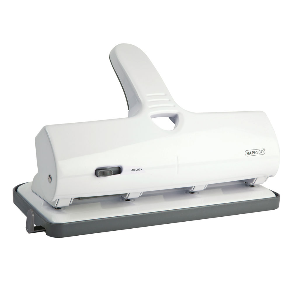 Rapesco ALU 40 Heavy Duty 4 Hole Punch White (Capacity: 40 sheets of 80gsm paper