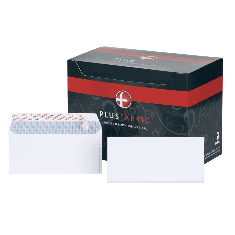 Plus Fabric White Professional Peel/Seal DL Envelopes 110gsm - Pk250 - D10054
