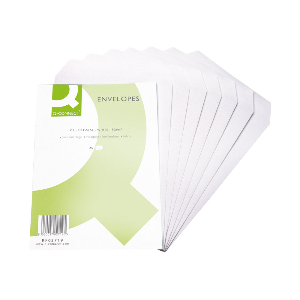 Q-Connect C5 Envelopes Pocket Self Seal 90gsm White (Pack of 500) KF02719