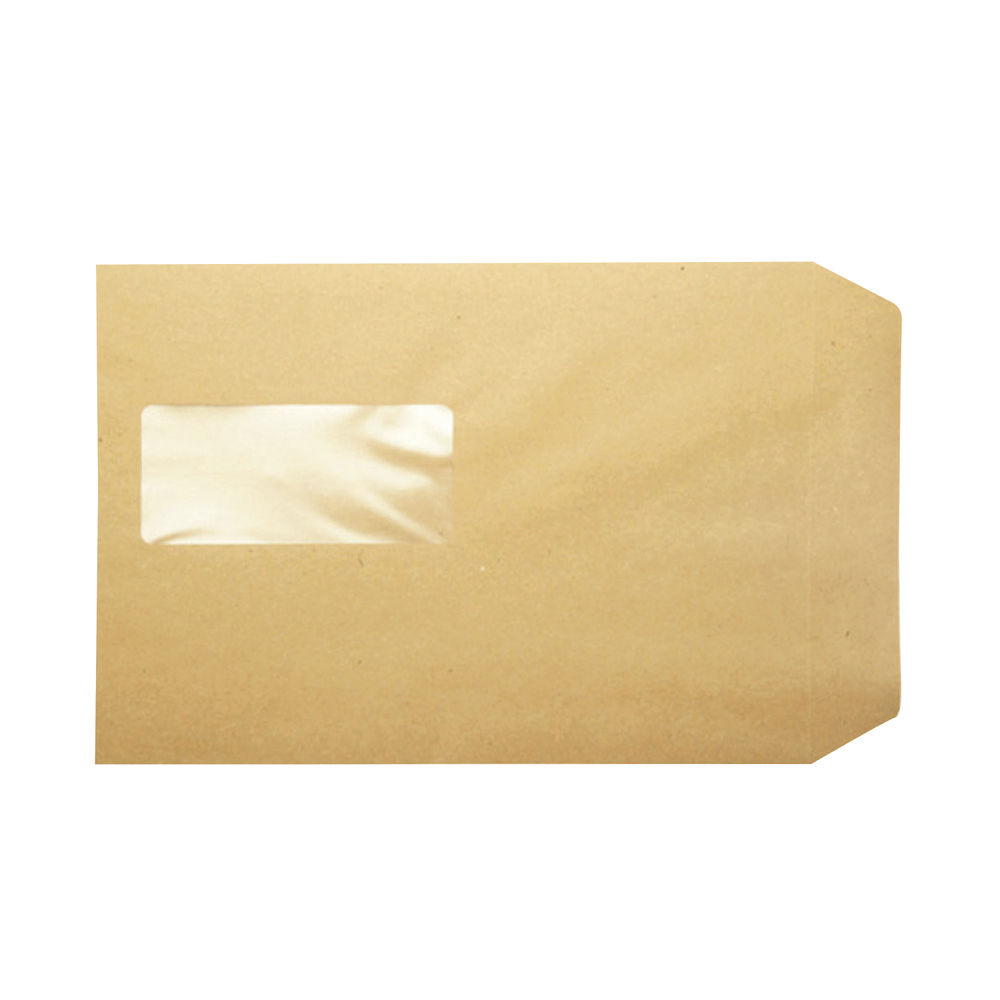 Q-Connect C5 Envelopes Window Pocket Peel and Seal 115gsm Manilla (Pack of 500) KF97370