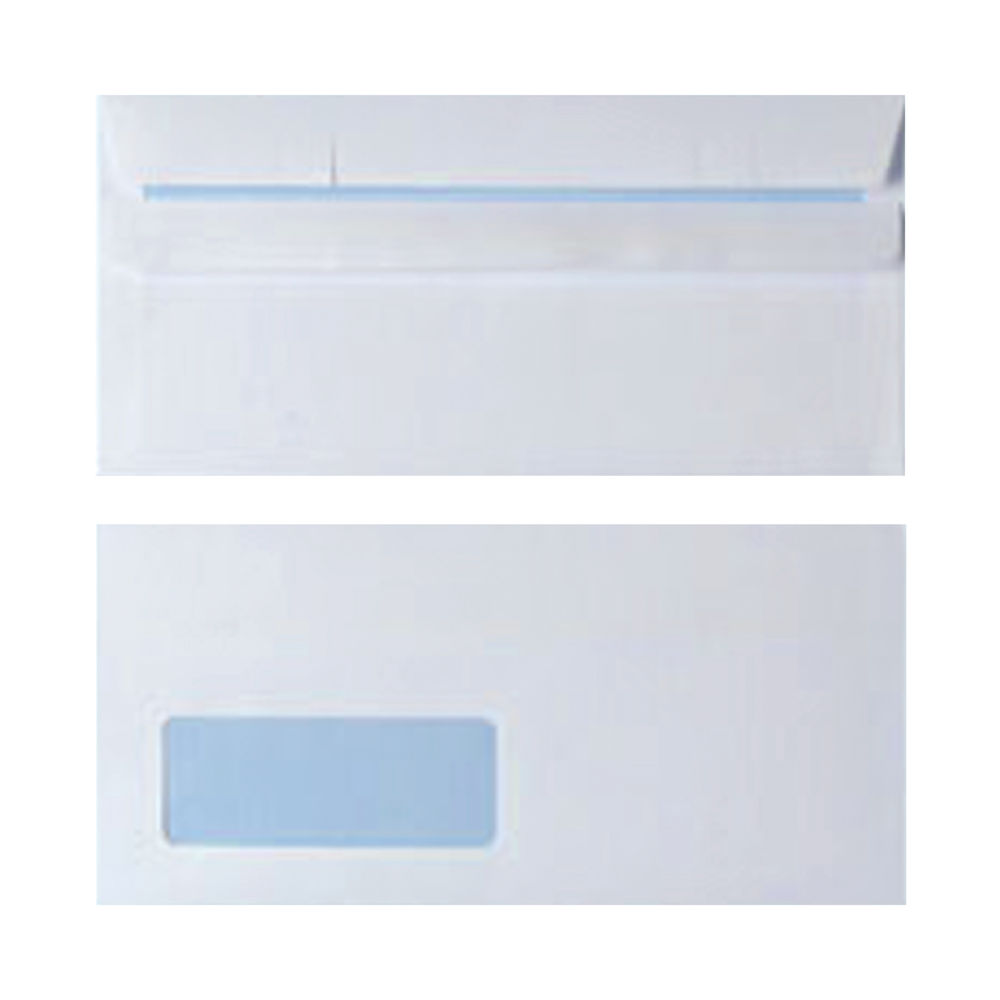 Envelope DL Window 90gsm White Self Seal (Pack of 1000) WX3481