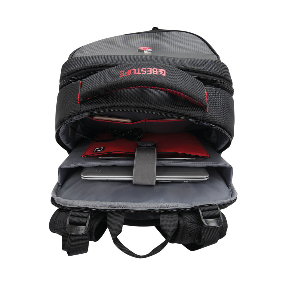 BestLife 17 Inch Gaming Snake Eye Backpack with USB Connector Black