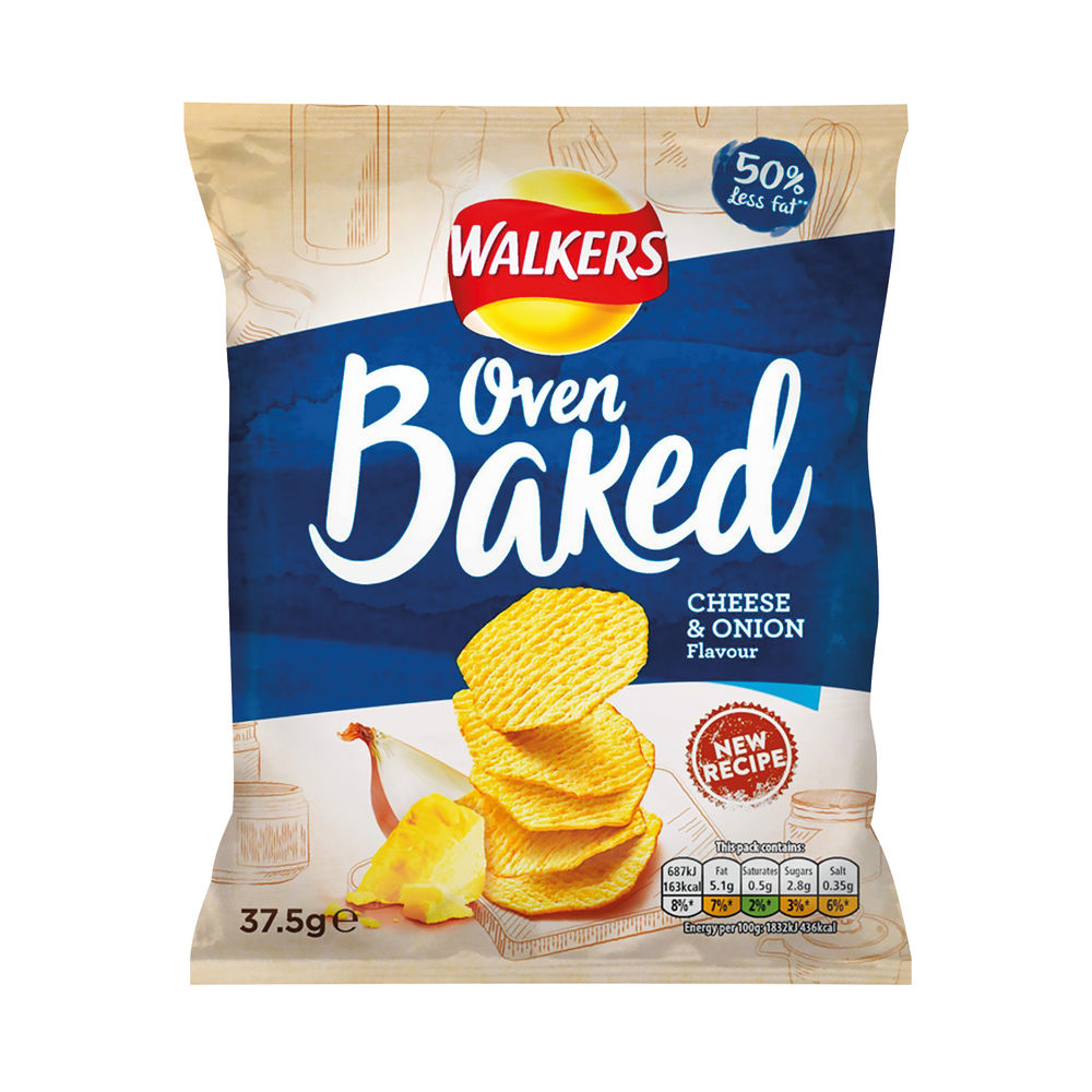 Walkers Cheese and Onion Oven Baked Crisps (Pack of 32)