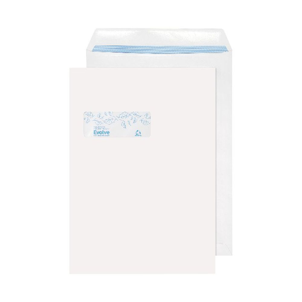 Evolve C4 Envelopes Window Recycled Pocket Self Seal 100gsm White (250