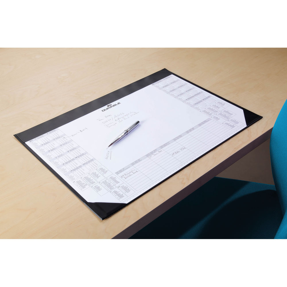 Durable Black Calendar Pad Desk Mat