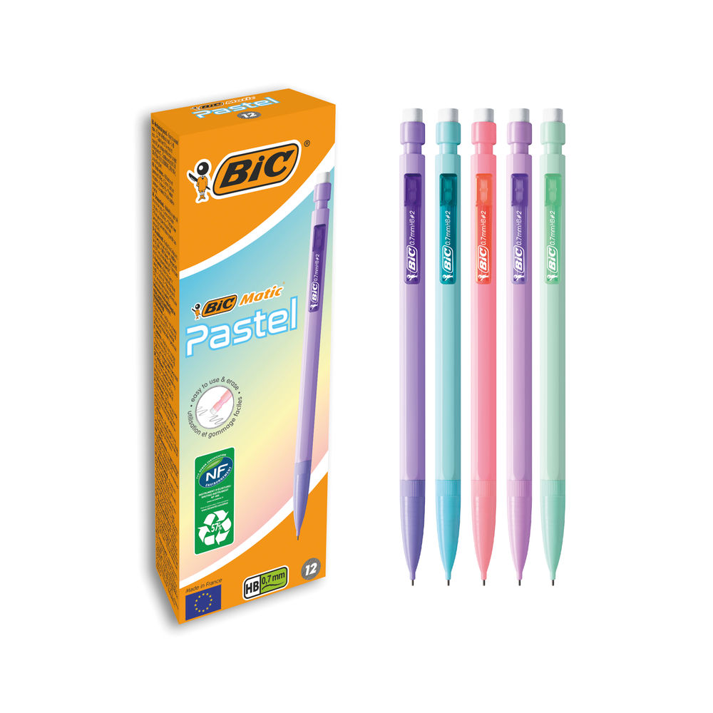 Bic Matic Mechanical Pencil 0.7 Pastel (Pack of 12) 511060