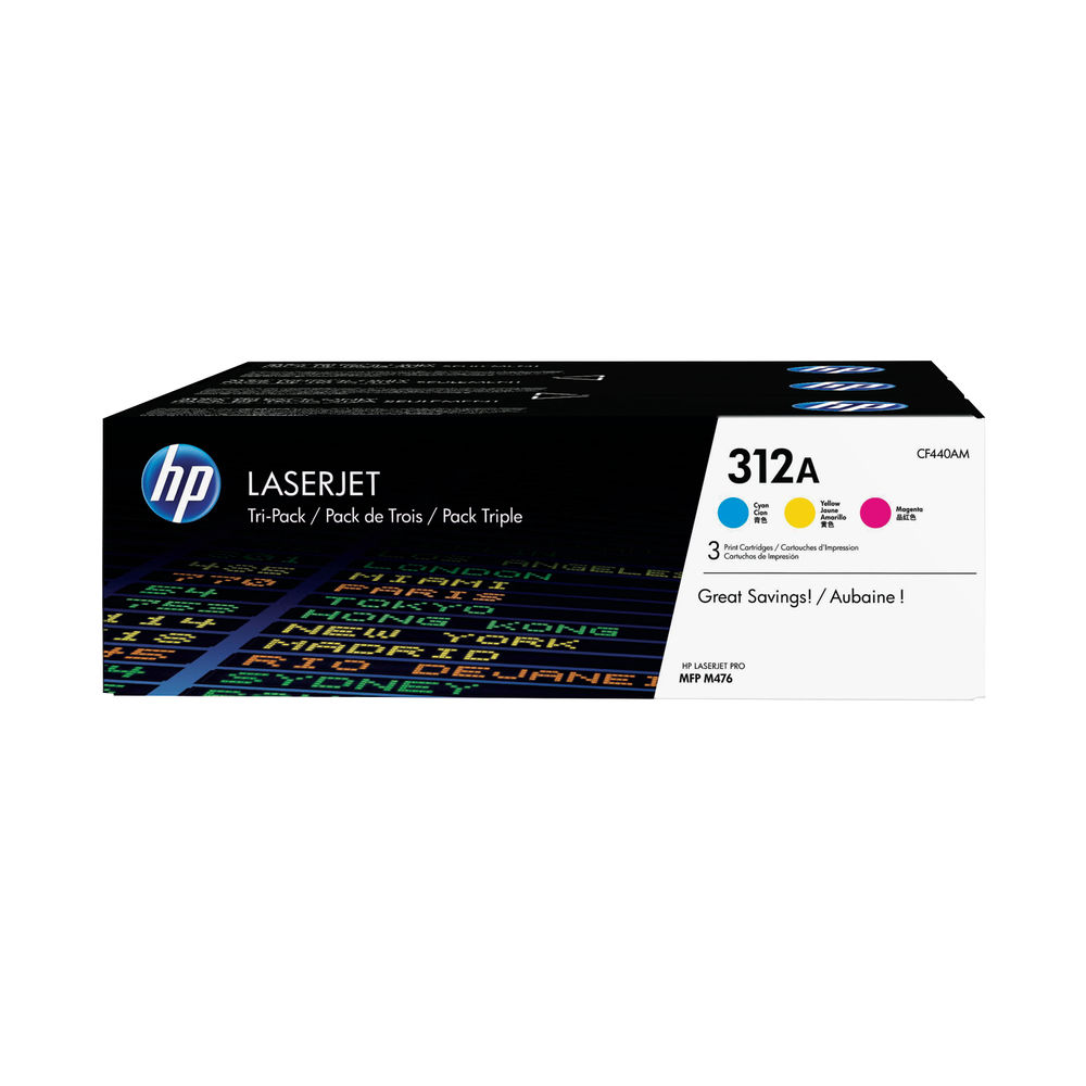 HP 312A Tri Colour Laserjet Toner Cartridge (Pack of 3) CF440AM