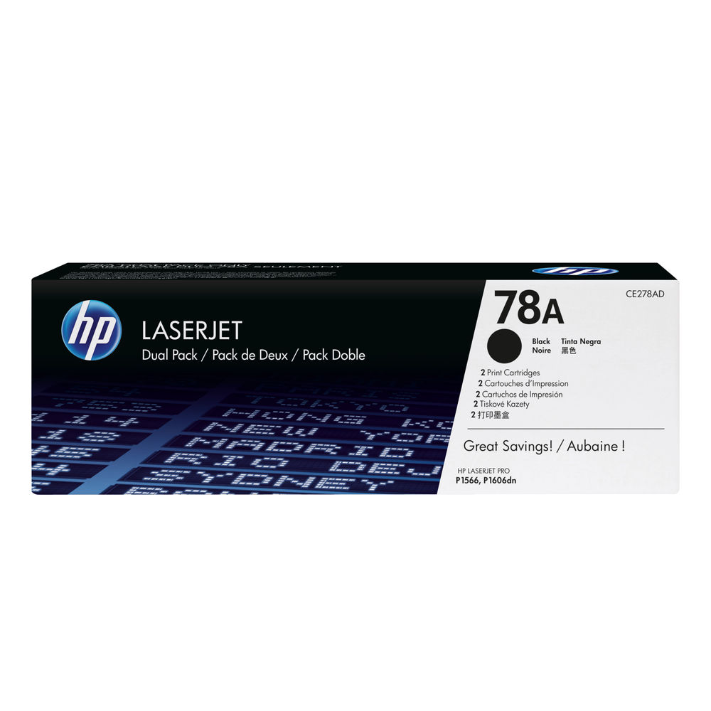 HP 78A Black Laserjet Toner Dual Pack | CE278AD