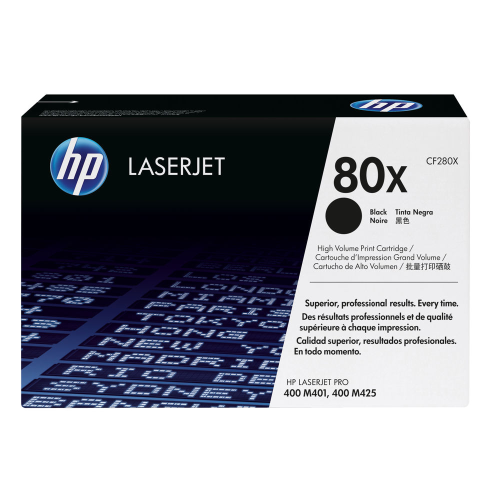 HP 80X LaserJet Toner Cartridge Black High Yield | CF280X