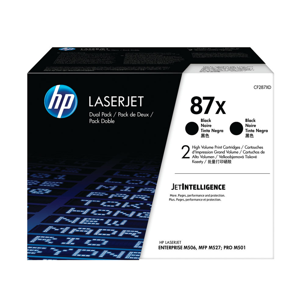 HP 87X High Yield Black LaserJet Toner Cartridge, Dual Pack | CF287XD