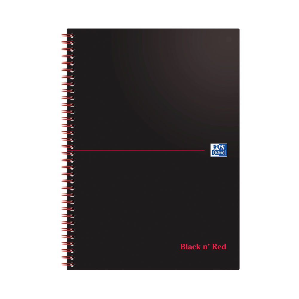 Black n Red A4 Spiral Notebook 100 Pages Ruled 90gsm Pack of 10 | F66368