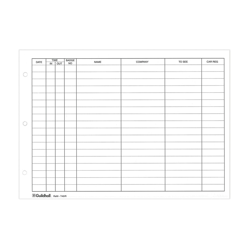 Guildhall A4 Visitors Book Refill Sheets 170gsm (Pack of 50)
