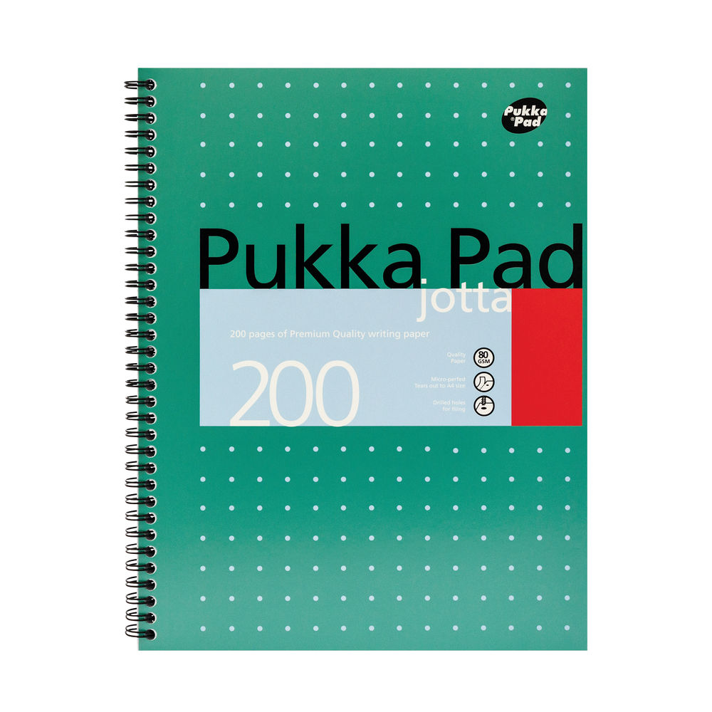 Pukka Pad Ruled Wirebound Metallic Jotta Notebook 200 Pages A4 (Pack of 3) JM018