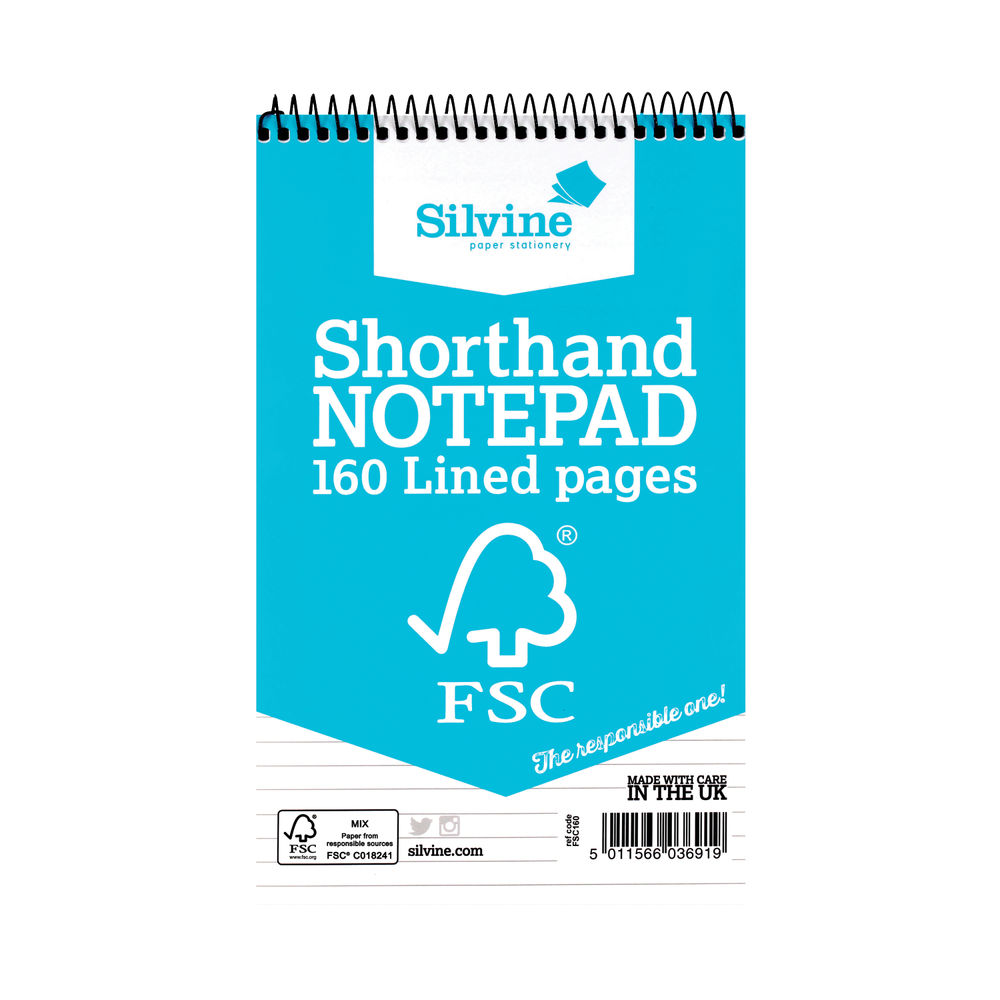 Silvine Envrion Shorthand Notepad 127x203mm (Pack of 10) FSC160