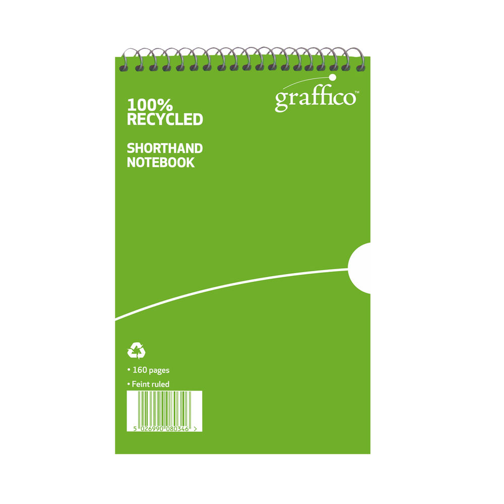 Graffico Recycled Shorthand Ruled Notebook 203 x 127mm – 160 Pages