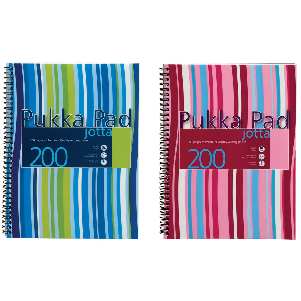 Pukka Pad Stripes Jotta Notebook A4 Blu/Pink - (Pack of 3)