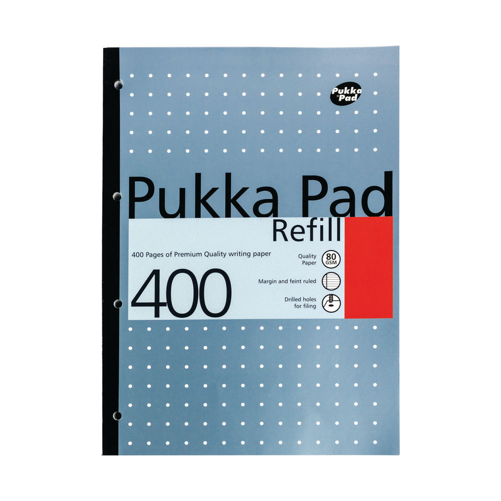 Pukka Pad Ruled Metallic Four-Hole Refill Pad Side Bound 400 Pages A4 (Pack of 5