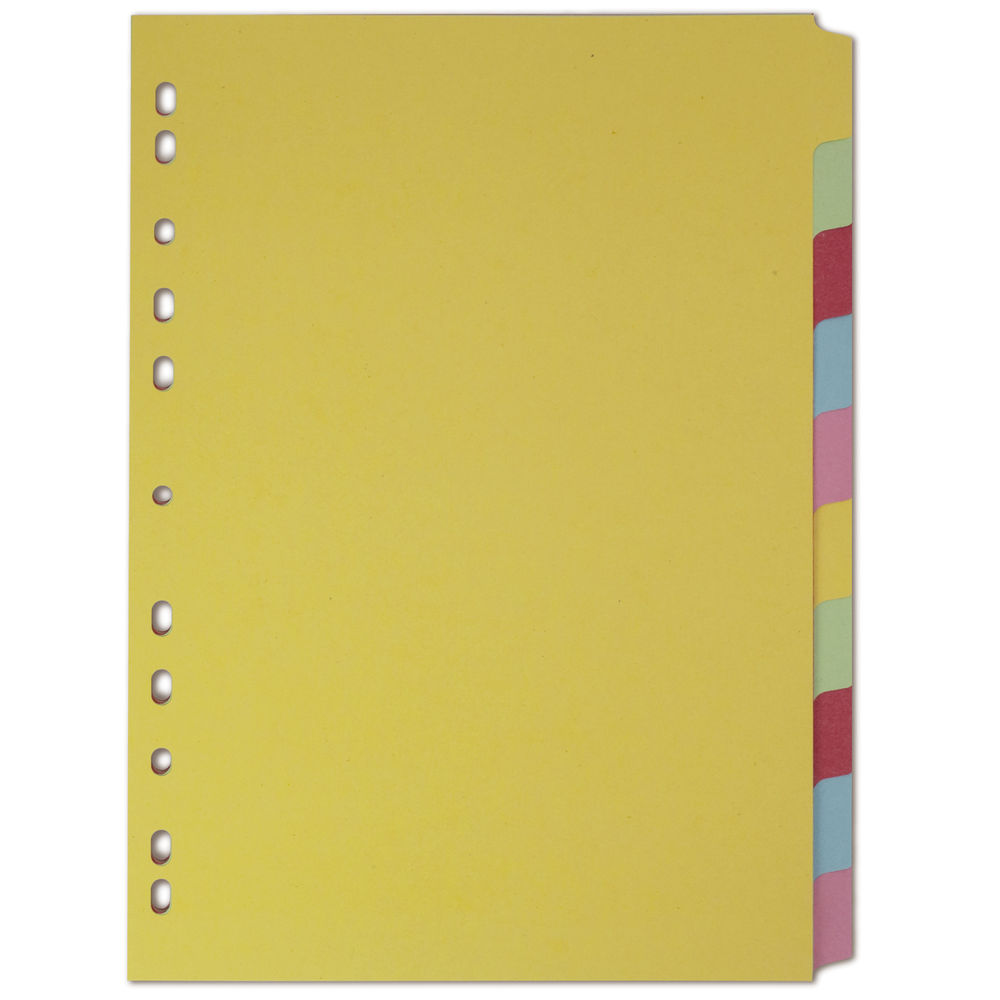 Elba 10 Part Card Divider Recycled Manilla A4 Assorted - 400007246