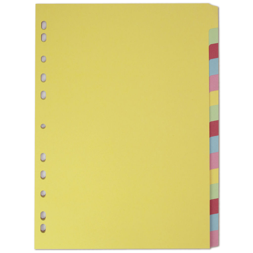 Elba A4 Assorted Colours Plain Tabs 15 Part Index Dividers