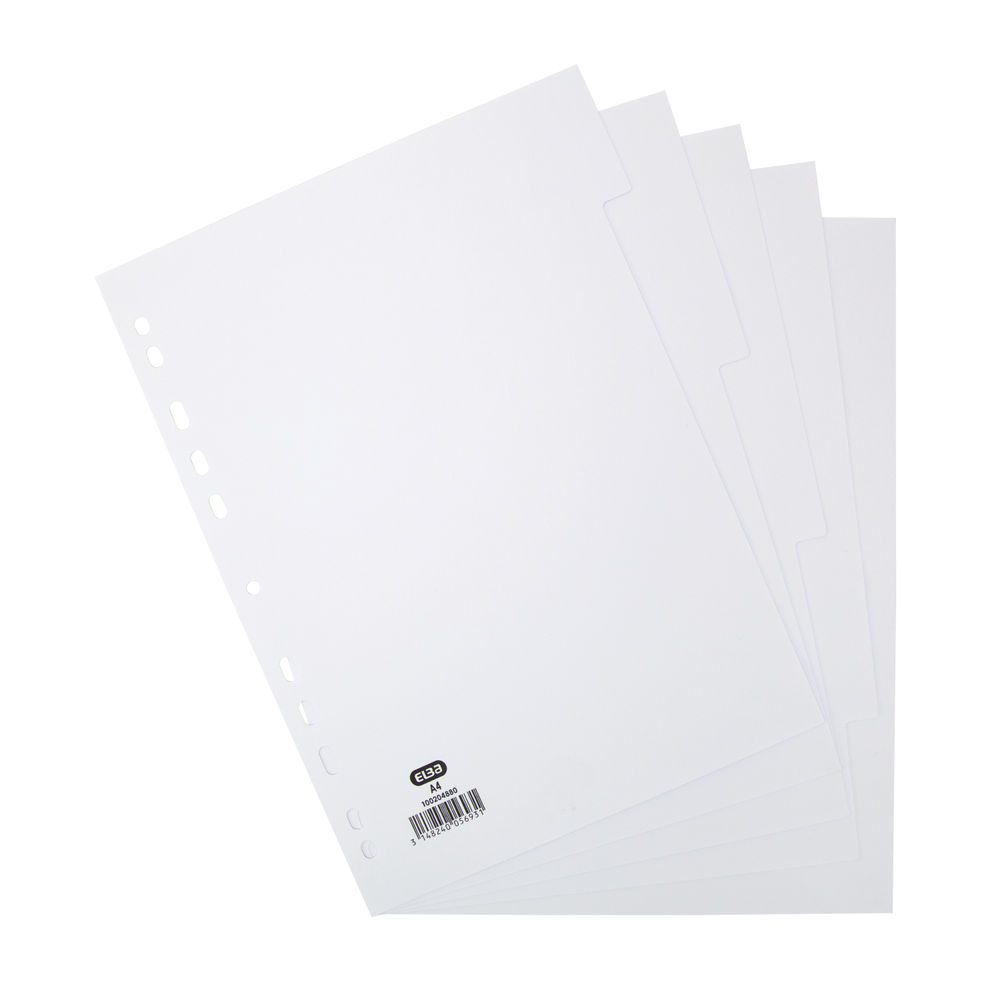 Elba A4 White 5 Part Index Dividers