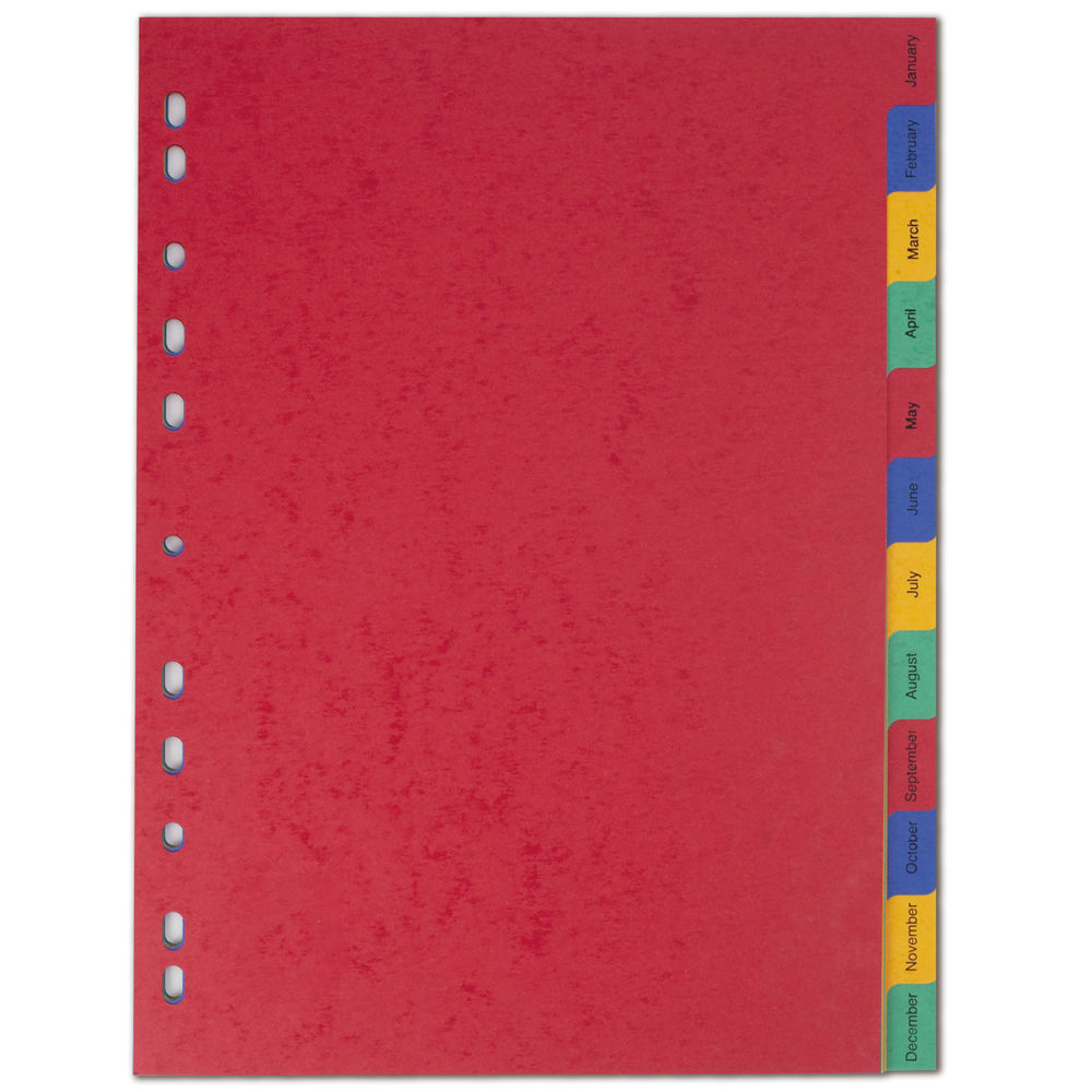 Elba A4 Assorted Jan-Dec Tabs 12 Part Index Dividers