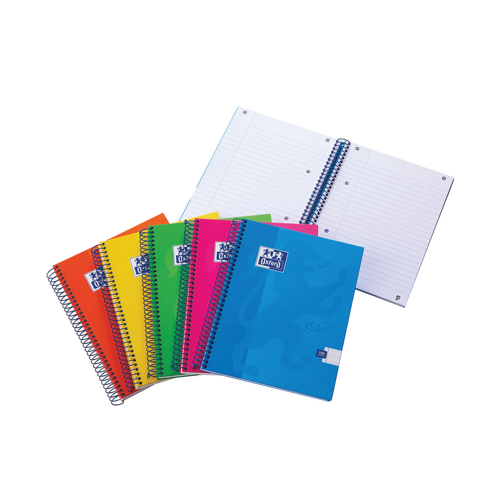 Oxford Touch Wirebound Hardback Notebook A5 Assorted (Pack of 5)