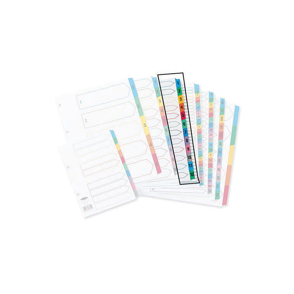 Concord Index 1-12 A4 White with Multicoloured Mylar Tabs 01301/CS13