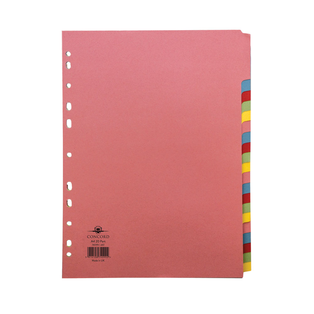 Concord Divider 20-Part A4 160gsm Multicoloured 74099/J40