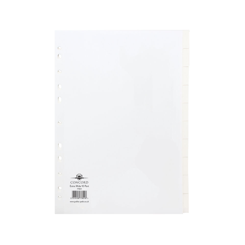 Concord A4 White Extra Wide 10-Part Divider | 77801/78