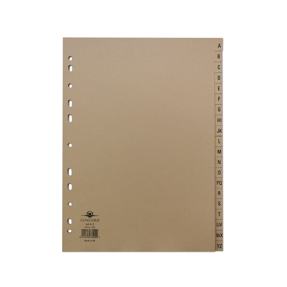 Concord Index A-Z 20-Part A4 Kraft Manilla Buff 78202/AZ2