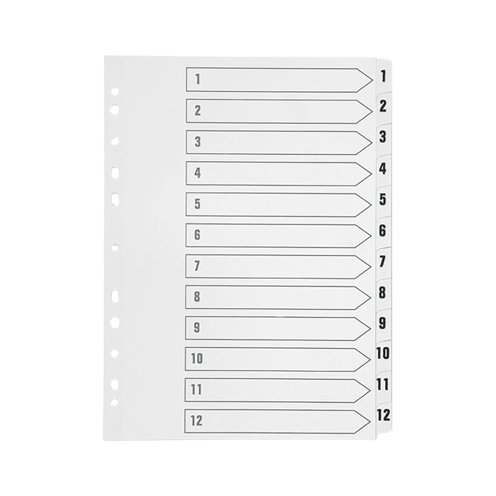 Q-Connect 1-12 Index Multi-punched Polypropylene White A4 KF01354