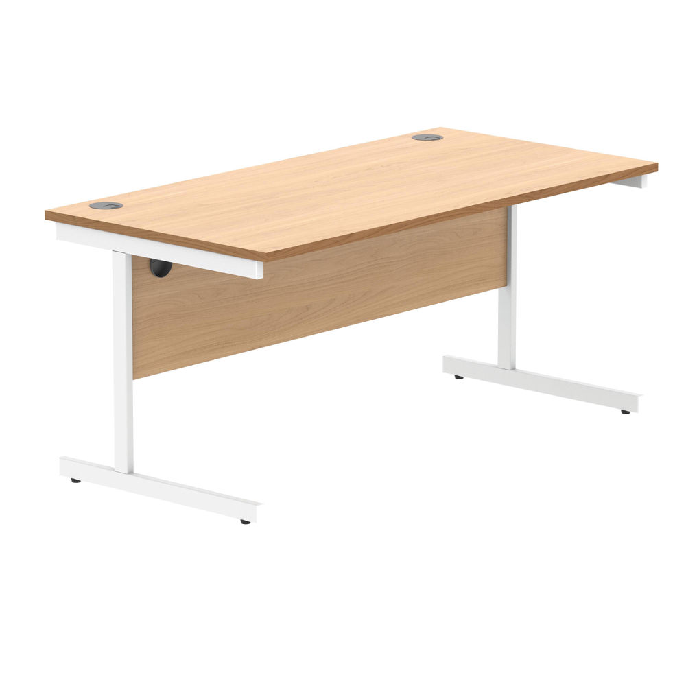 Polaris Rectangular Single Upright Cantilever Desk 1600x800x730mm Norwegian Beech/White KF821650