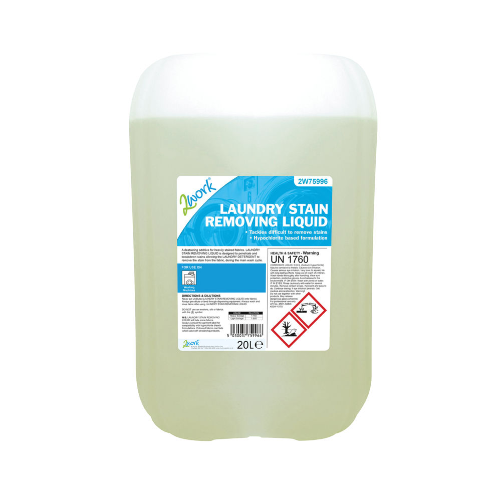 2Work Laundry Stain Removing Liquid 20 Litre 2W75996