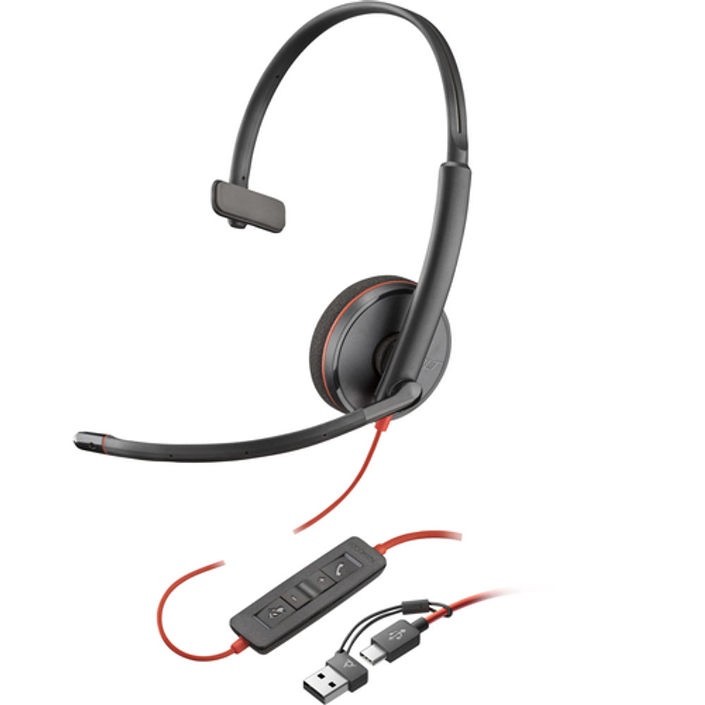 Poly Blackwire 3210 Monaural UC USB-C/A Headset 8X214AA